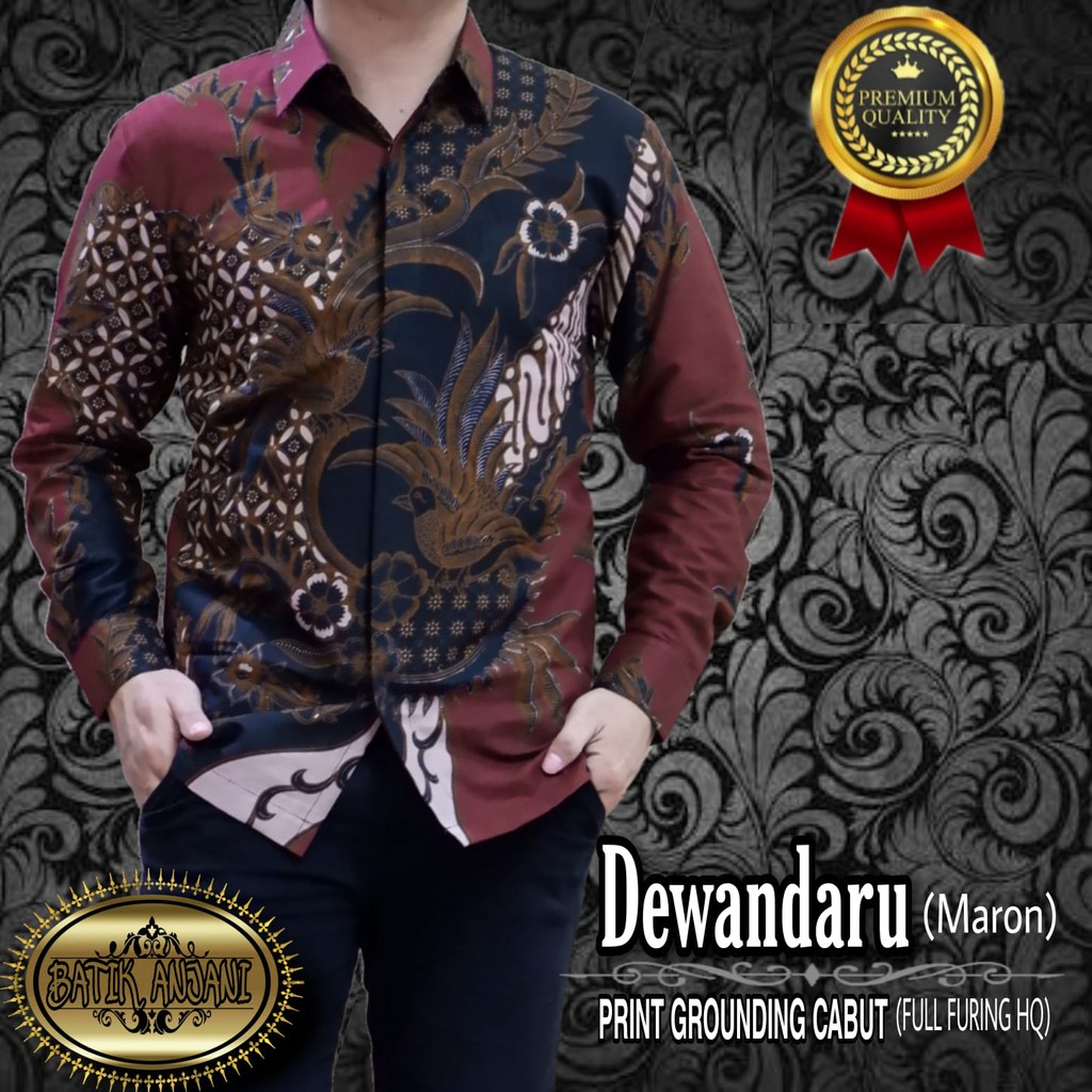 DEWANDARU ANJANI KEMEJA BAJU BATIK PRIA SOLO LENGAN PANJANG FULL FURING KATUN HALUS KAMANDANU BLUE UWER MERAH GIANDRA DEVABRATA MOCCA PERWIRA MEGA NANDA KALAWANGSA DWI SUKMO TERATAI CAKRA CENDRAWASIH SOGAN GURDO PARI CENDRAWASIH JAGO SOGAN KAPAL KANDAS