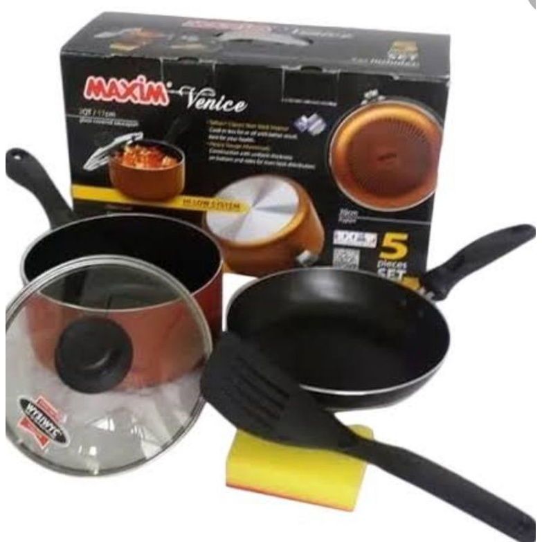 Sauce pan plus frypan Maxim Venice set 5 pc