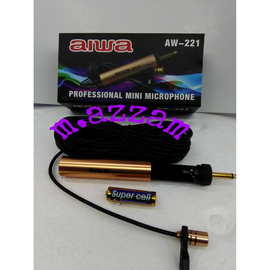 Detail produk dari mic jepit aiwa aw-221 condensor panjang kabel 10 m