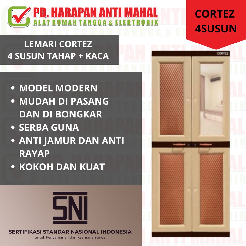 LEMARI PLASTIK CORTEZ 4 SUSUN TAHAP+KACA/ CABINET CORTEZ 2 PT TAHAP+KACA/ LEMARI PAKAIAN CORTEZ 2PT 