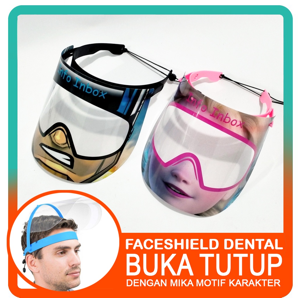 Faceshield BUKA TUTUP Face Shield Motif-DENTAL FACEMASK-FACESHIELD DENTAL NAIK TURUN