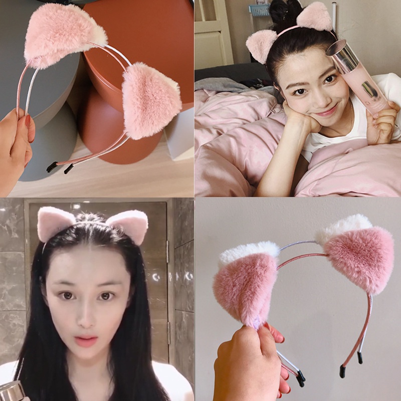 【Ready Stock】Korea Cute Cat Telinga Rambut Band Cuci Wajah Ikat Kepala Sederhana Tekan Rambut Klip Hiasan Kepala Fashion Murah COD