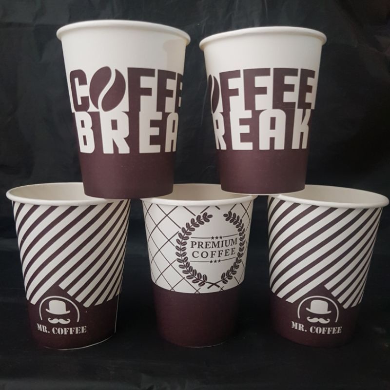 Paper Cup Motif 9oz /Gelas Kertas Kopi Tahan panas Isi 50pcs