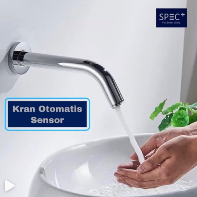 Kran Tembok Wastafel Sensor Otomatis Kuningan Brass