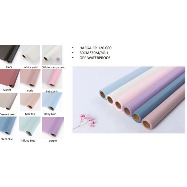 

20m Kertas Bunga Buket Roll / 20m Full Color Cellophane Opp Roll / Wrapping Paper Gulungan Florist