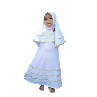Baju Muslim Anak Gamis Anak Busana Muslim Anak Perempuan Warna Putih Baju Manasik Haji Anak Shopee Indonesia