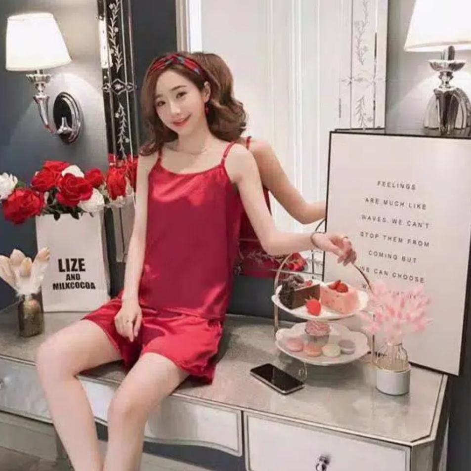 Murah RPZAI Set Setelan Hp Tank Top Satin 46 Ready stock