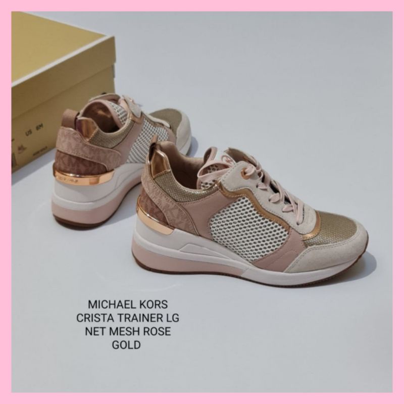 Jual Sepatu Wanita Michael Kors MK CRISTA TRAINER Sneakers Color New ROSEGOLD. Branded Original