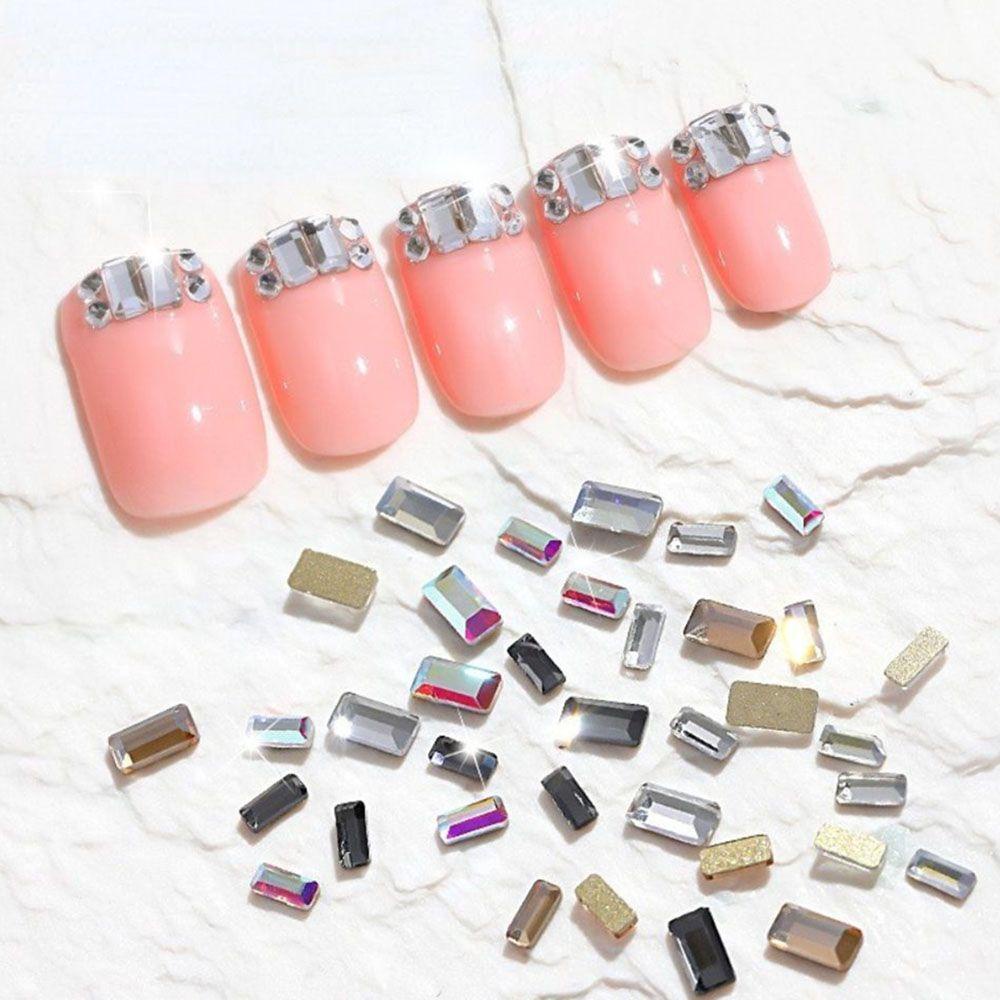 AUGUSTINA Agustina Kuku Flat Bottom Charms Flash Shiny Nail Ornaments Shaped Drill Nail Salon DIY Bahan Kuku Dekorasi Kuku 3D