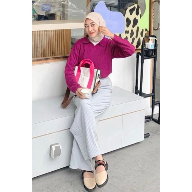 SOYA POLO KNIT ATASAN BLOUSE WANITA TERBARU