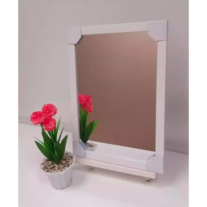 Promo Cermin dinding gantung minimalis Cermin tempel murah Cermin aesthetic Cermin makeup  45 X 35-Putih