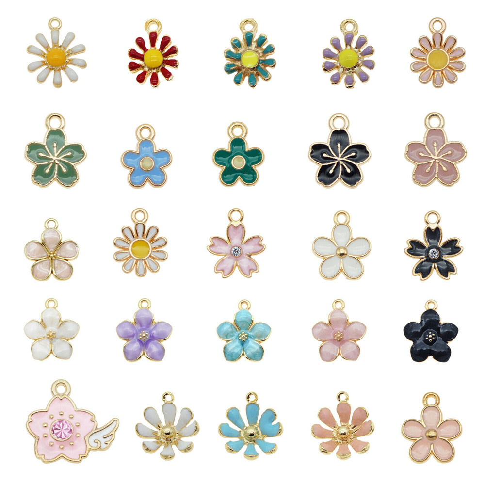 40Pcs Trendy Daisy Flowers Alloy Charms Lovely DIY Animal Pendant Handmade Jewelry For Necklace Bracelet