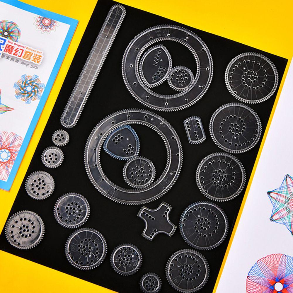 [Elegan] Mainan Gambar Spirograph Set Seni Kerajinan Lukisan Mainan Edukasi Lucu Menggambar Aksesoris Scratch Painting Anak Hadiah Interlocking Gears Wheels Ruler