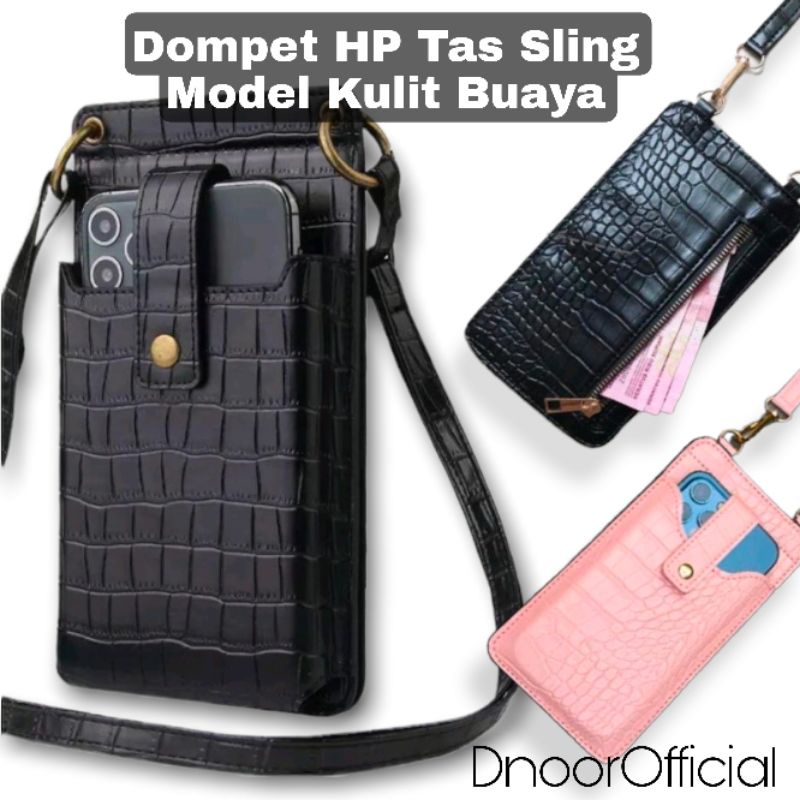 Dompet HP Tas Selempang Slingbag Model Kulit Buaya Untuk Pria dan Wanita