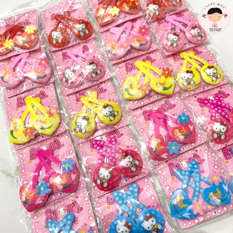 Jepit Tip top silang 10pc bagus grosir tik tok love mickey hello kitty frozen