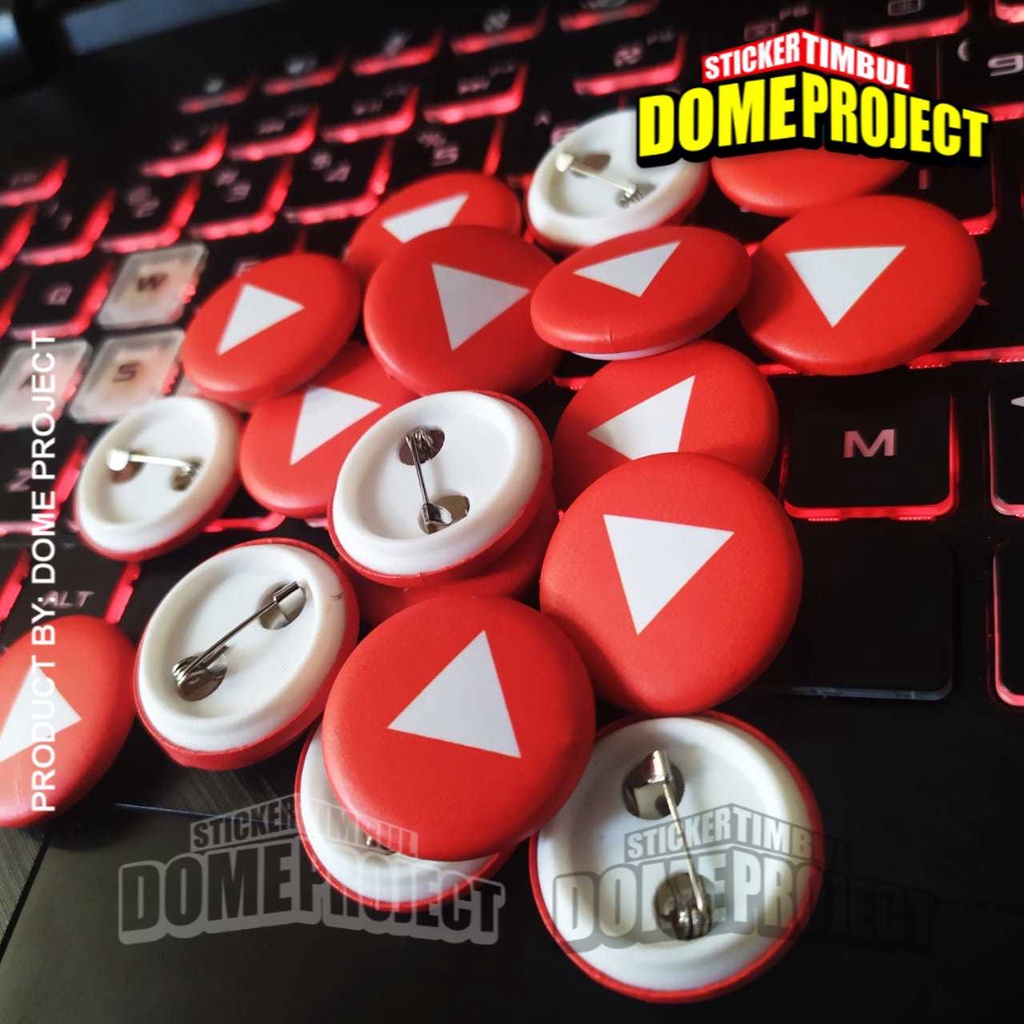 YOUTUBE PIN PENITI 25MM BUTTON PIN AKSESORIES ROMPI AKSESORIES TAS