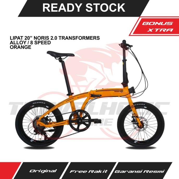 Sepeda Lipat 20 Pacific Noris 2.0 Transformer Alloy Terbaru - Orange