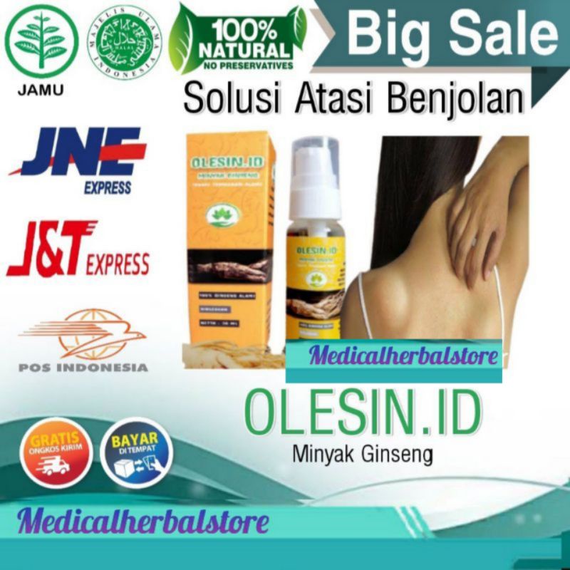 OLESIN ID ASLI 100 % ORIGINAL MINYAK GINSENG TREATMENT OBAT KELENJAR GETAH BENING ATASI BENJOLAN