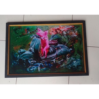 Lukisan Cetak Kakek Tua Modern Plus Bingkai Ukuran 65 45 Shopee Indonesia