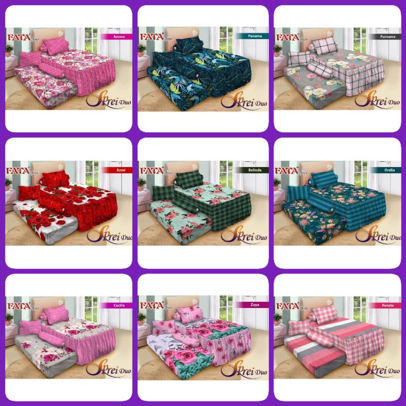 SPREI SORONG DUO FATA 90X200 / 100X200 MICKEY MOUSE,DANCING,AMORA,PANAMA,PURNAMA,AZMI,BELINDA,ORELIA