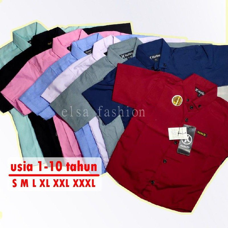 Kemeja Anak Laki laki Polos Lengan Pendek Baju Hem Atasan Cowok Distro Bahan Katun Premium