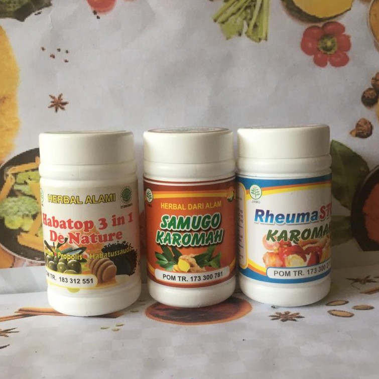 PAKET HERBAL REMATIK PERSENDIAN ASAM URAT ENCOK SAMURAGO RHEUMASTOP HABATOP 3IN1 ORIGINAL