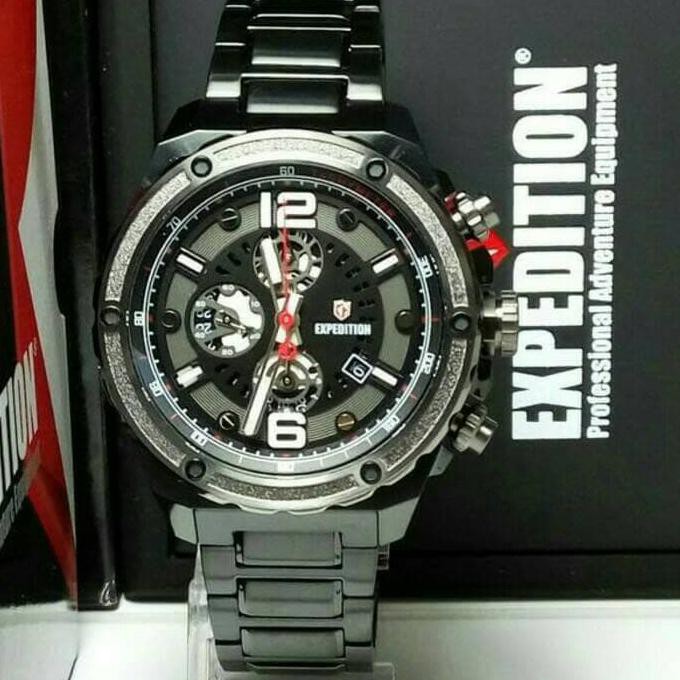 Promo Jam Tangan Pria Expedition E-6732 Black Original Water Proof Ready