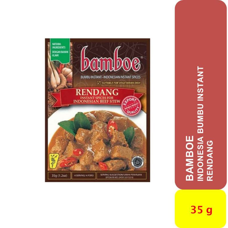 

Bumbu Instant Indonesia Rendang kemasan sachet 35 g merk BAMBOE