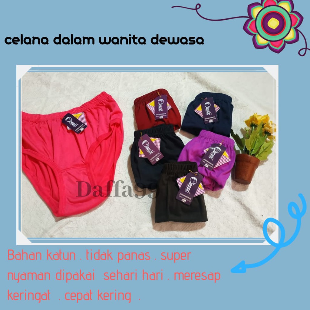 Celana dalam wanita Jumbo polos warna gelap bahan kaos