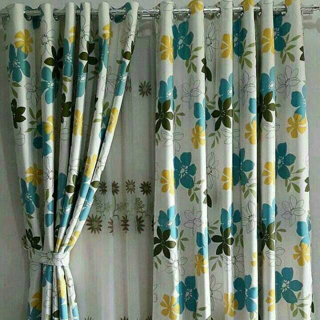 GORDEN BLACKOUT TIRAI KORDEN MOTIF BLEZER BUNGA BIRU JENDELA MINI UUMALIS DAN PINTU BANDUNG