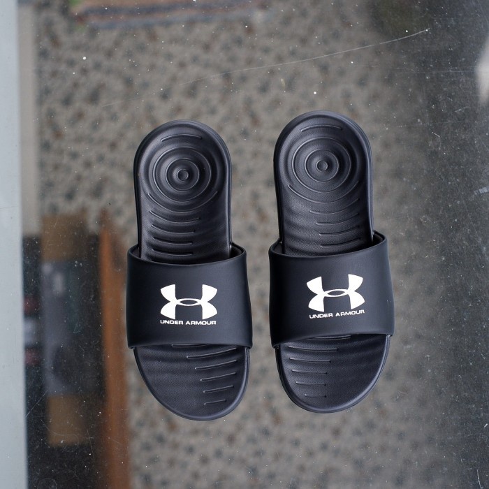 [BISA COD] Sendal under armour slide original - Black white, 39