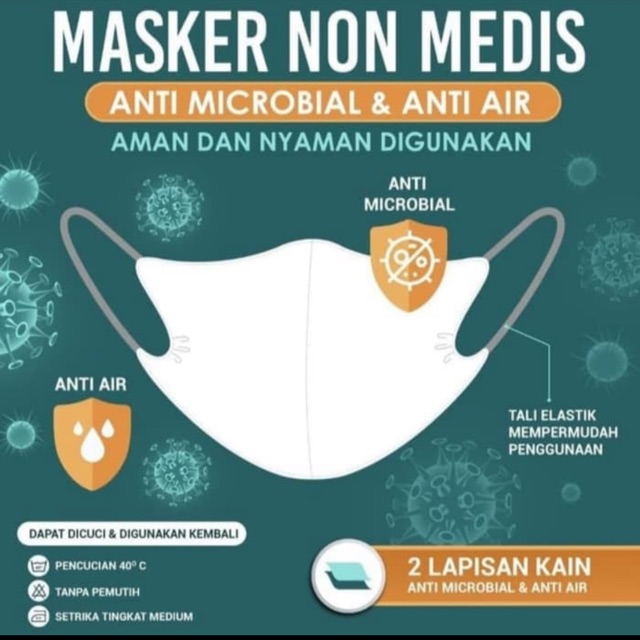 Masker Kain anti microbial & Masker Anti Air