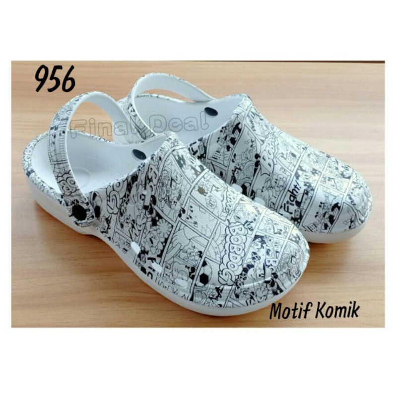 Sandal Kodok Printing Unisex Sendal Medis Labs Anti Slip Model Crocs Sandal Baim