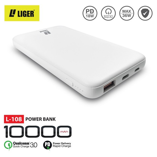 Power Bank L-108 LIGER ORIGINAL QUALCOM QUICK CHARGE 3.0 &amp; POWER DELIVERY PD