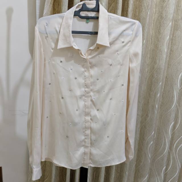 Button silk shirt with beads Lily Sogo size US S/EUR M