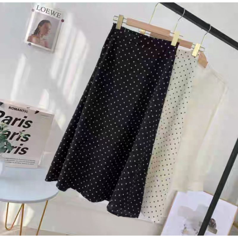 ROK POLKADOT.ROK A-LINE POLKA.SKIRT KOREAN STYLE FIT TO XL