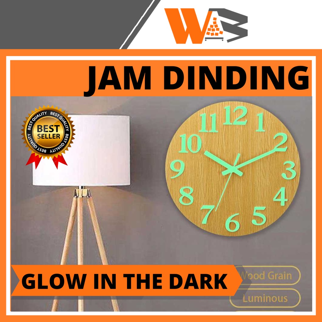 COD Jam Dinding Bulat Quartz Creative Glow in The Dark 30CM