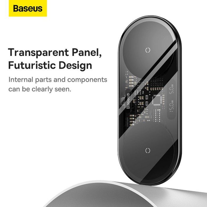 Baseus Dual Wireless Charging PD LED Display 2 IN 1 Digital LED Display 20W