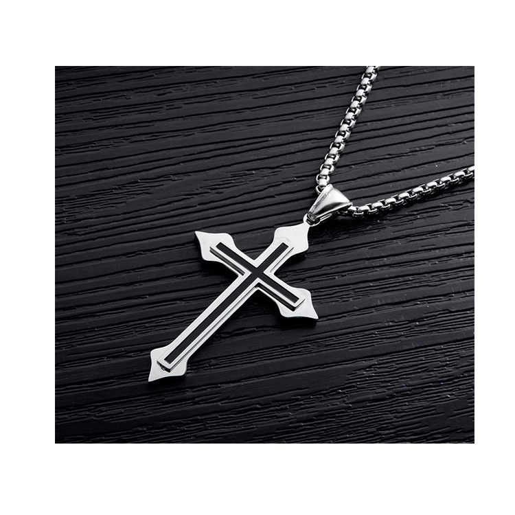 Ins gaya hip hop retro cross titanium steel kalung wanita Harajuku style Yesus liontin aksesoris Kor