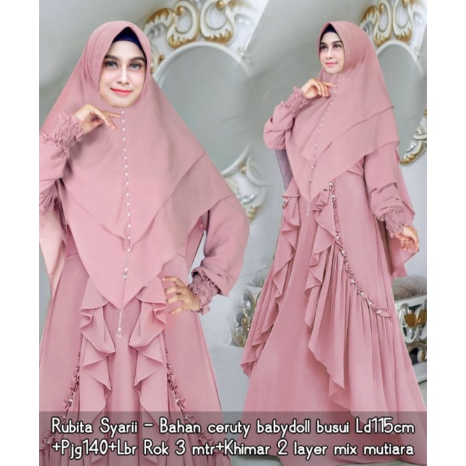 Gamis rubia syari montery syari mutiara dilla humaira premiere canary citra shefitra duvency kameela