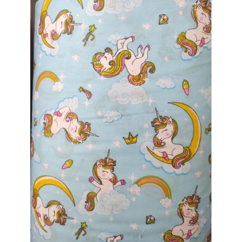 Cotton | Just Kain Katun Sprei Meteran Motif Karakter Anak Love Unicorn Tabur Terbaru Ready Stock