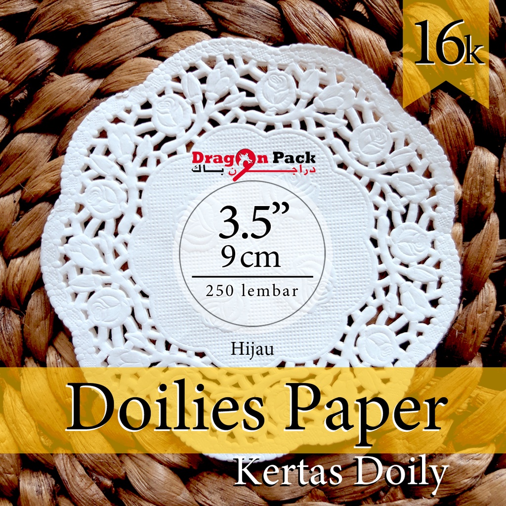 

Kertas Doilies Paper 3.5" ( 9cm ) 1 pack isi 250 lembar / Kertas Alas Renda / DragonPack