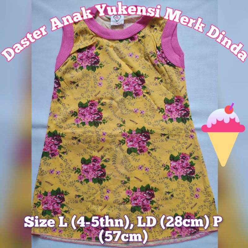 Daster Anak Yukensi Merk Dinda Size L (4-5th) PILIH MOTIF