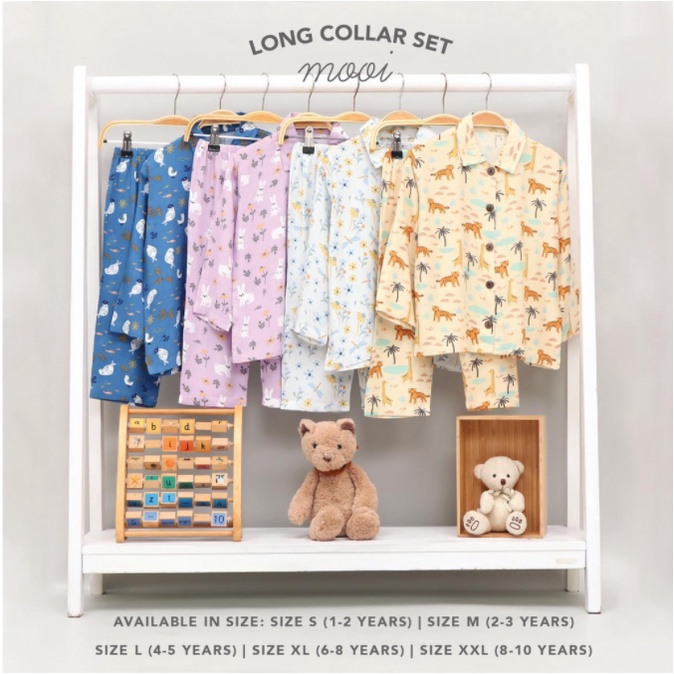 MOOI Setelan Pendek / Panjang Setelan Piyama Anak 1-10 TAHUN Collar Set CBKS