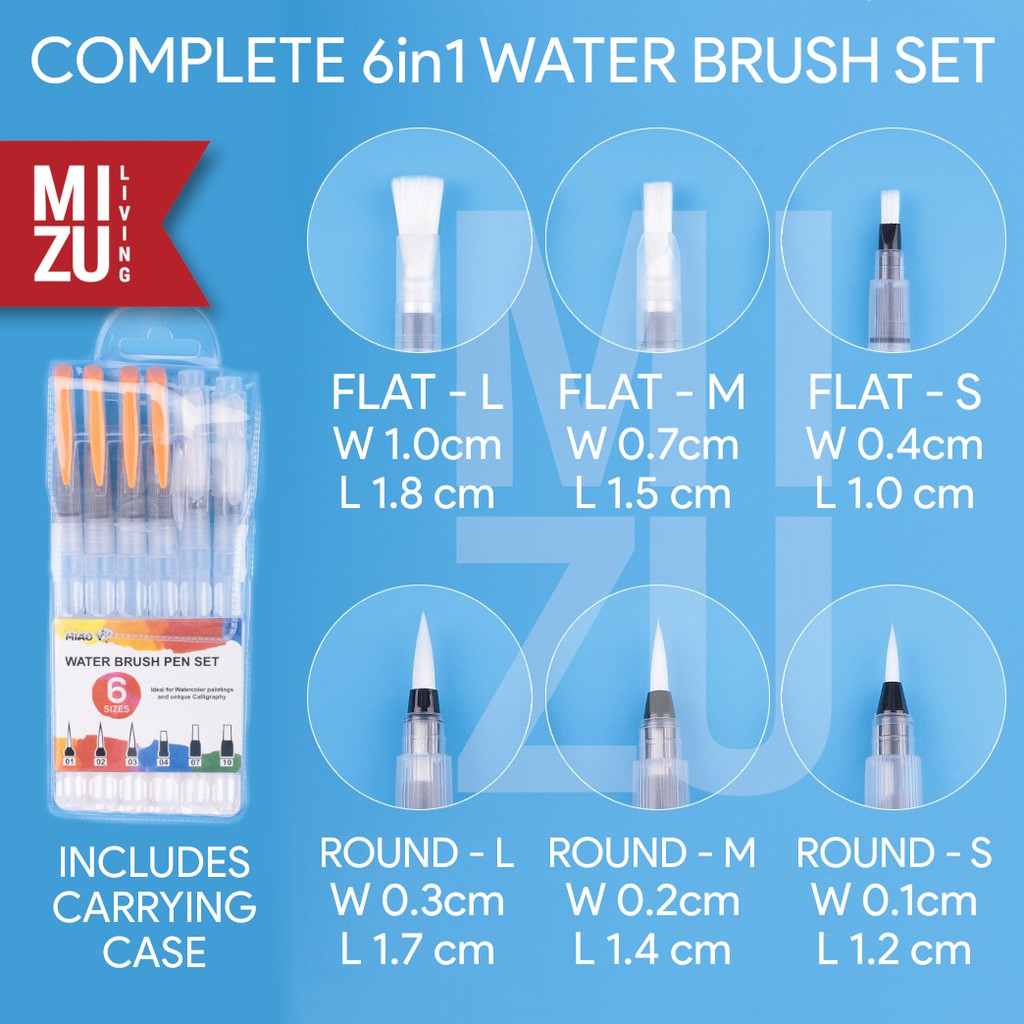 MIZU EFUDE 7in1 SET Water Brush Pen Kuas Cat Air + Carrying Case