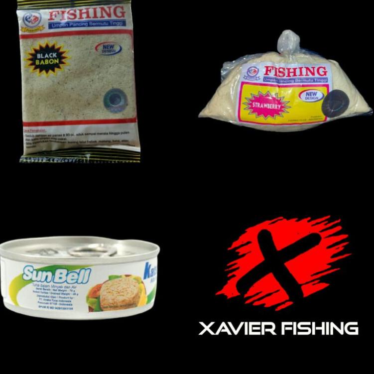 Paket Umpan Fishing Black Babon Sunbell Strawberry