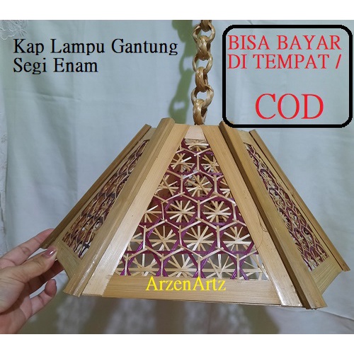 Kap Lampu Dinding Kap Lampu Gantung Anyaman Bambu