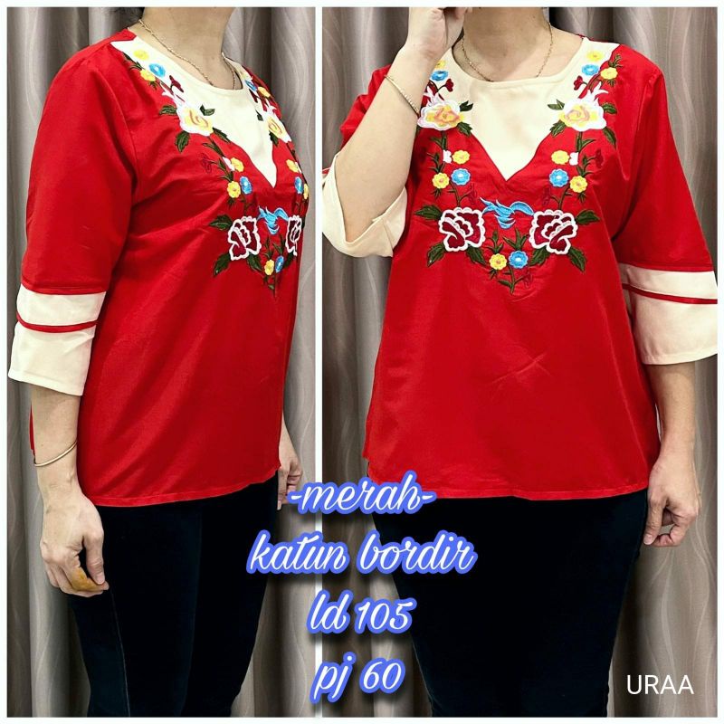 ATASAN URAA BLUS KATUN BORDIR TERBARU