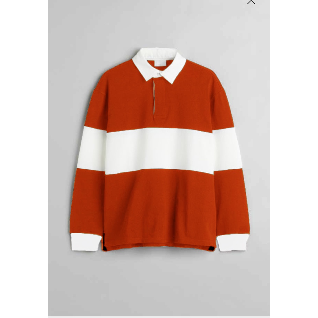 Sweatshirt Kaos Polo Pria dan Wanita Kaos Oversize Rugby Shirt-Brick White