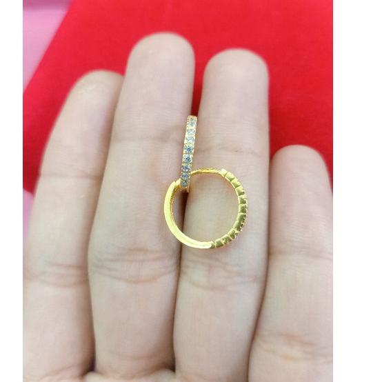 WVC8 ANTING JEPIT BULAT BESAR PERAK 925 LAPIS MAS Terbaru
